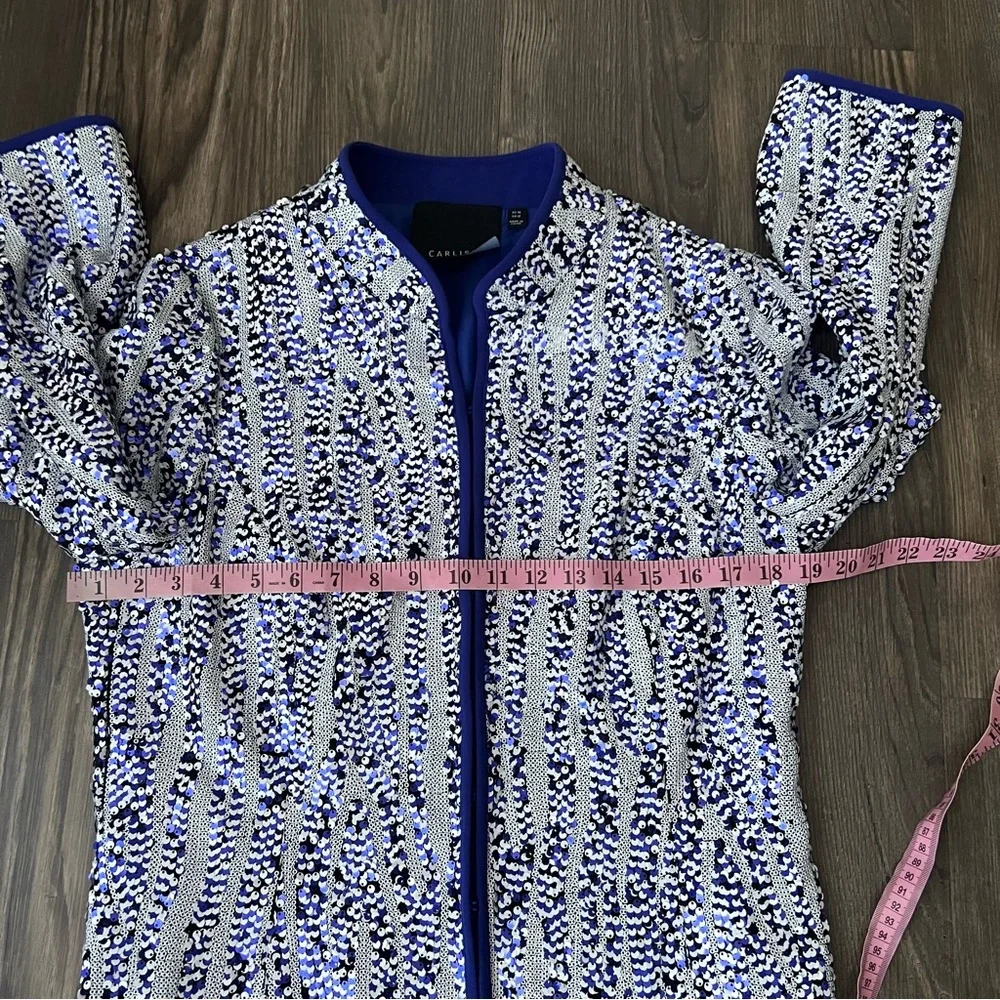 Carlisle Bluish Purple Sequin Evening Blazer Jacket - Picture 10 of 15